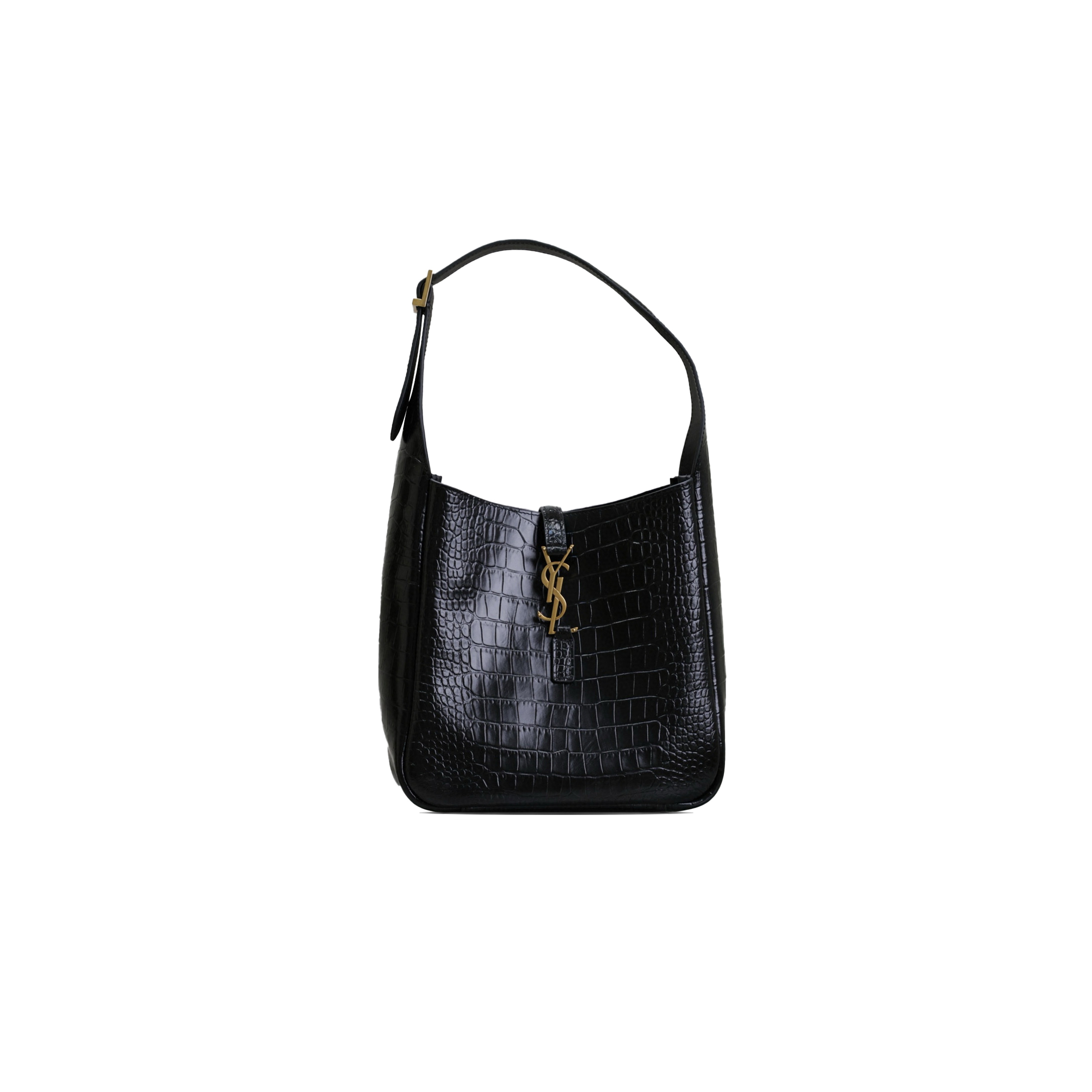 YSL LE 5 À 7 IN CROCODILE-EMBOSSED SHINY LEATHER 3239614486 (23*22*8.5cm)